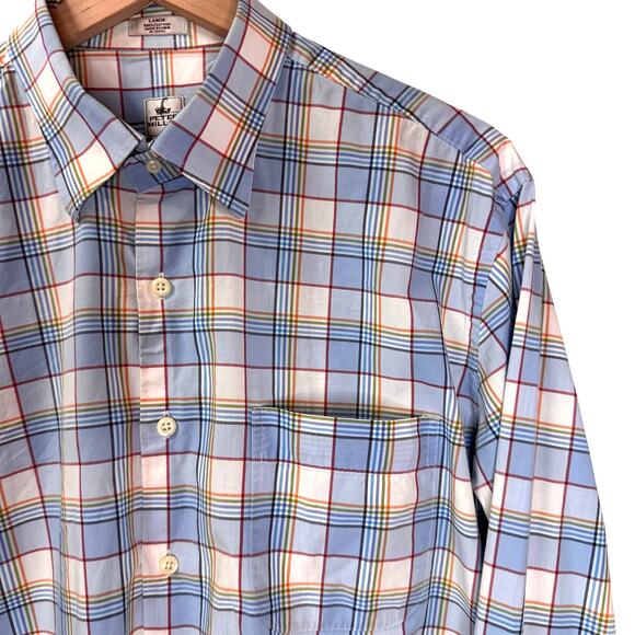 PETER MILLAR‎ Button Down Shirt Size L Cotton Plaid Summer Preppy Camping Golf - Picture 3 of 10